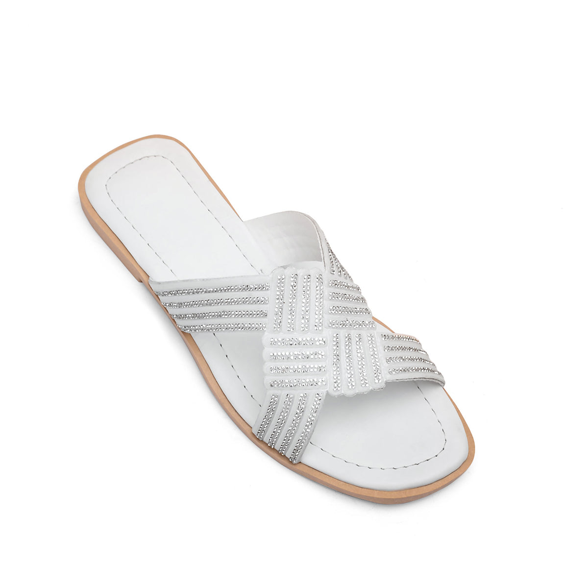 v branda - Slipper Leather With Glitter - women