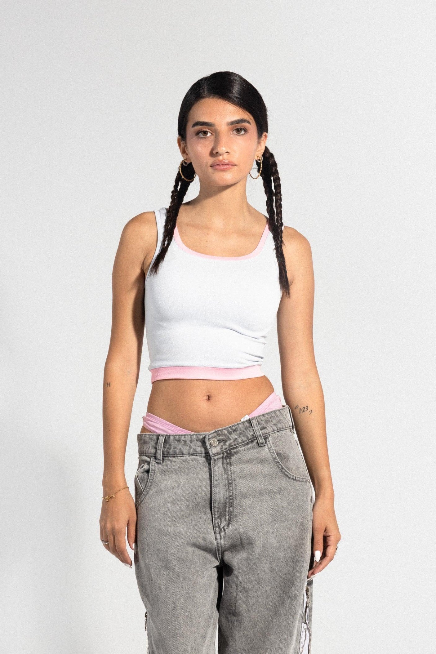 Carina - Grey/Pink - Tank Top
