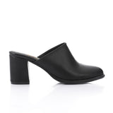 XO -  Women - 's High Heel Mule Sandals Elegant Pointed Toe, Faux Leather Texture, Black