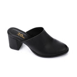 XO -  Women - 's High Heel Mule Sandals Elegant Pointed Toe, Faux Leather Texture, Black