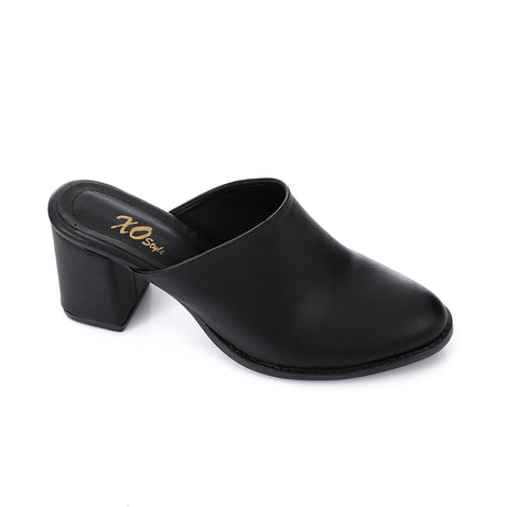 XO -  Women - 's High Heel Mule Sandals Elegant Pointed Toe, Faux Leather Texture, Black