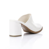 XO -  Women - 's High Heel Mule Sandals Elegant Pointed Toe, Faux Leather Texture, White