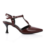 XO -  Women - 's High Heel Mule Sandals Elegant Pointed Toe, Faux Leather Texture, White