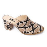 XO -  Women - 's High Heel Mule Sandals Elegant Pointed Toe, Faux Leather Texture, Beige