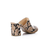 XO -  Women - 's High Heel Mule Sandals Elegant Pointed Toe, Faux Leather Texture, Beige