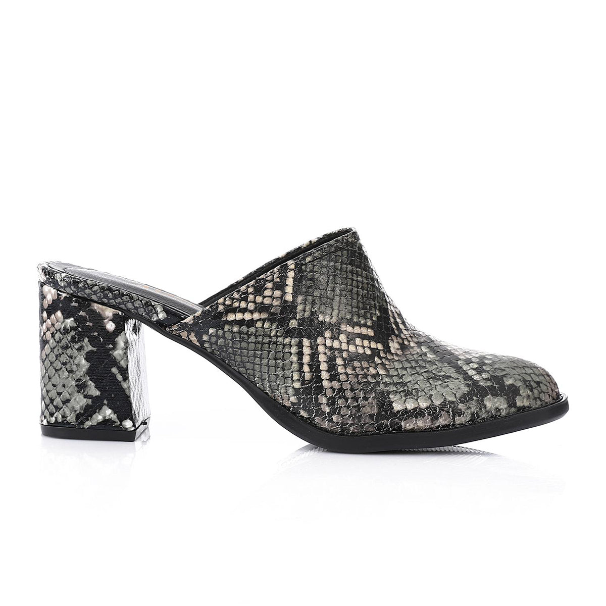 XO -  Women - 's High Heel Mule Sandals Elegant Pointed Toe, Faux Leather Texture, Black