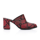 XO -  Women - 's High Heel Mule Sandals – Elegant Pointed Toe, Faux Leather Texture