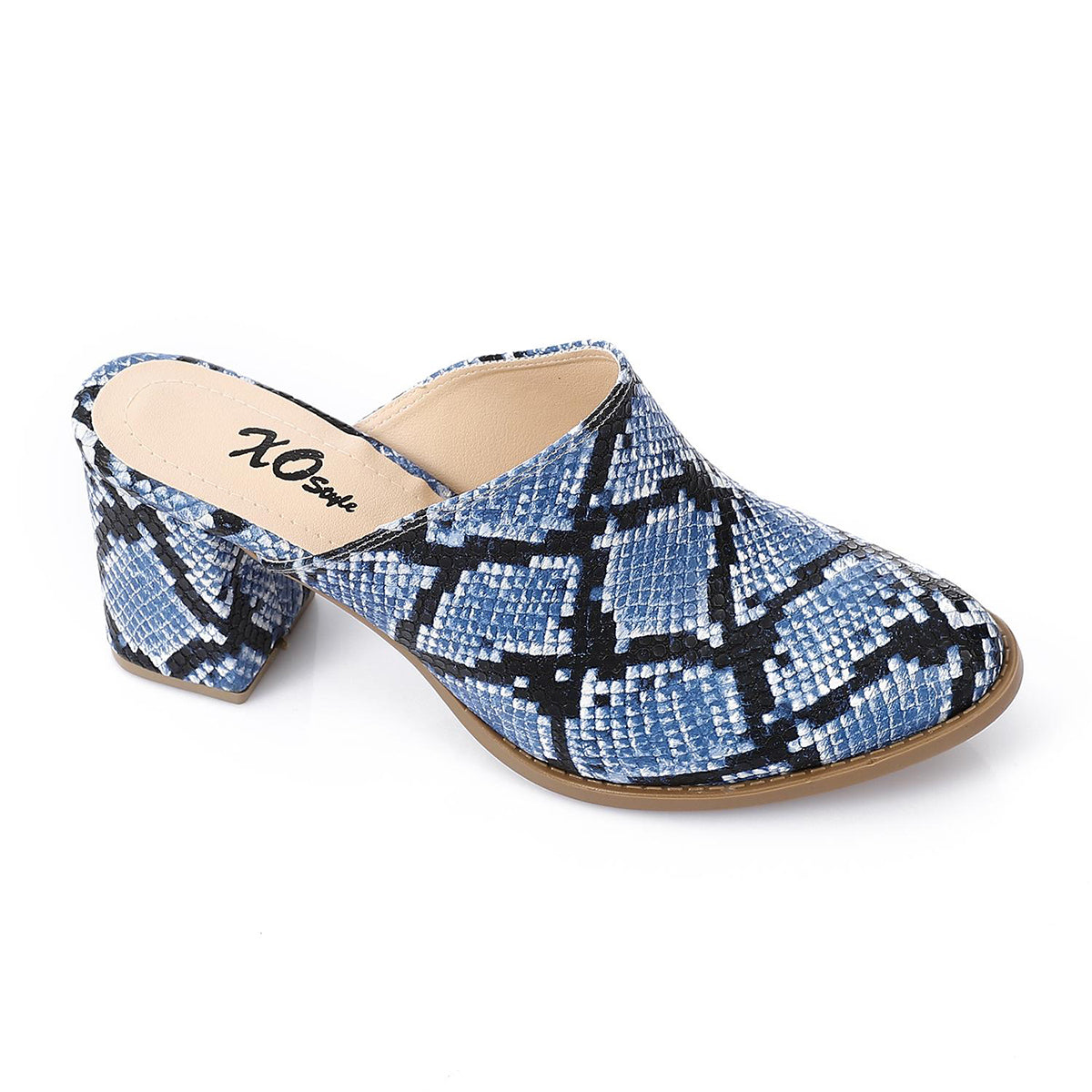 XO -  Women - 's High Heel Mule Sandals – Elegant Pointed Toe, Faux Leather Texture