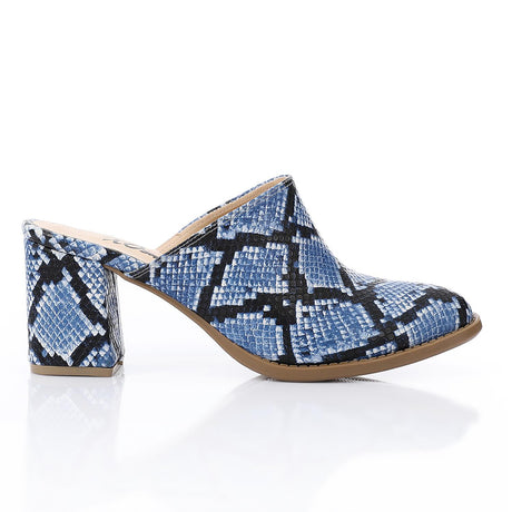 XO -  Women - 's High Heel Mule Sandals – Elegant Pointed Toe, Faux Leather Texture