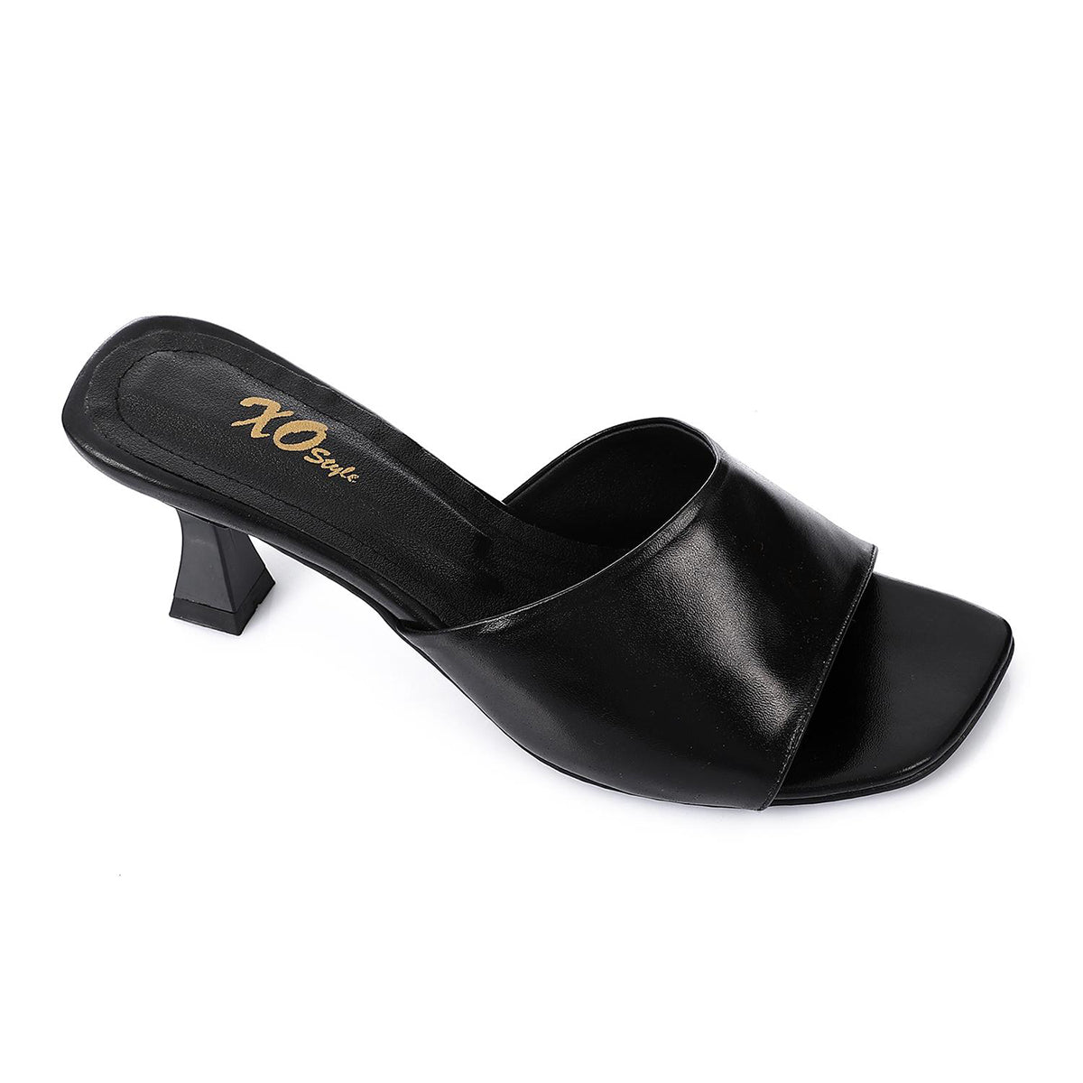 XO -  Women - 's High Heel Mule Sandals – Square Open Toe, Faux Leather, Slip-On Design