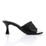 XO -  Women - 's High Heel Mule Sandals – Square Open Toe, Faux Leather, Slip-On Design