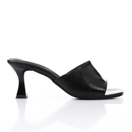 XO -  Women - 's High Heel Mule Sandals – Square Open Toe, Faux Leather, Slip-On Design