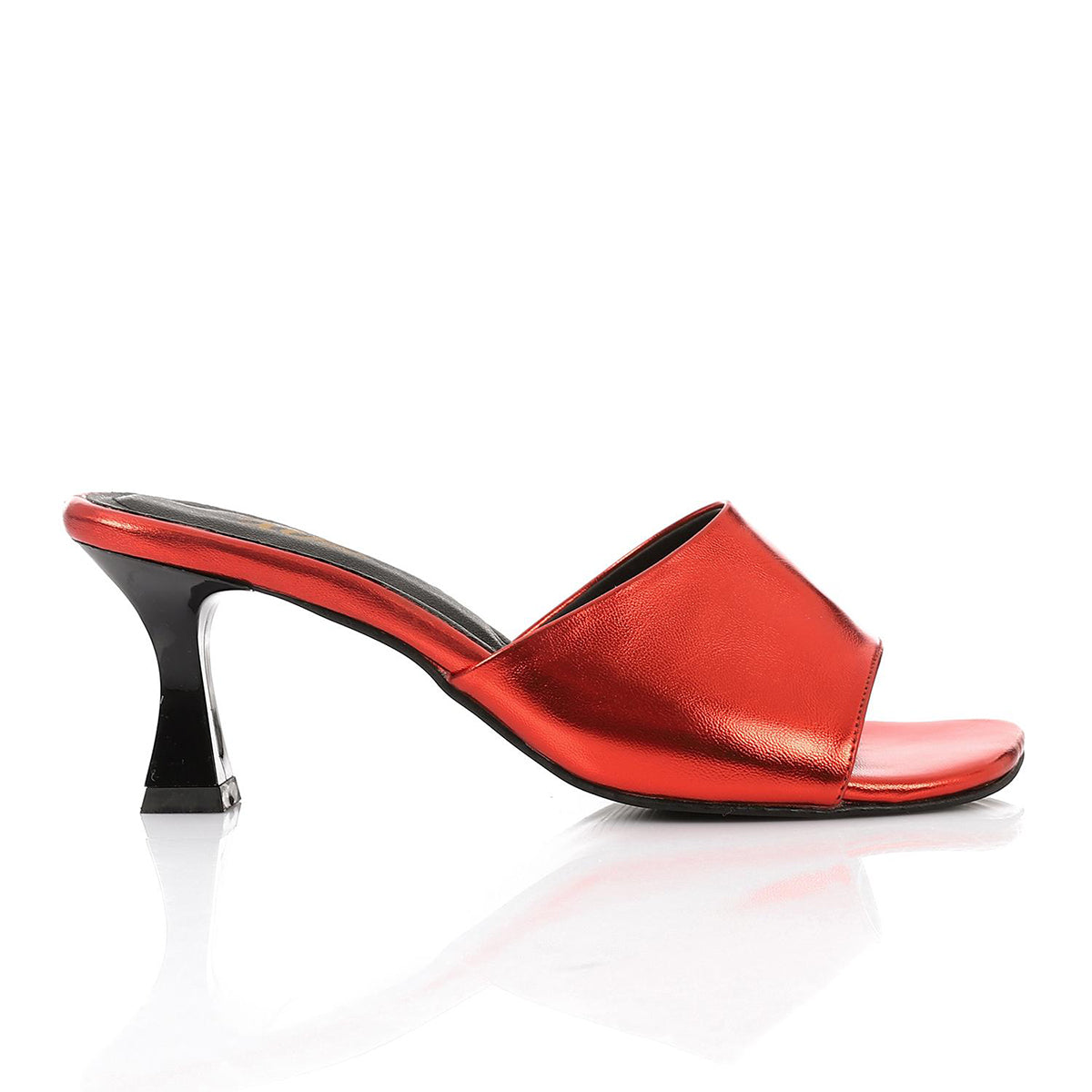 XO -  Women - 's High Heel Mule Sandals – Square Open Toe, Faux Leather, Slip-On Design