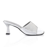 XO -  Women - 's High Heel Mule Sandals – Square Open Toe, Faux Leather, Slip-On Design