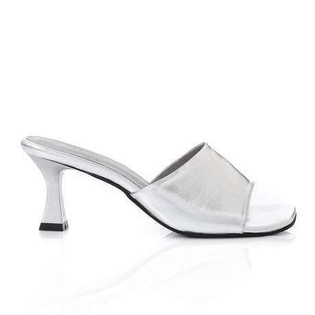 XO -  Women - 's High Heel Mule Sandals – Square Open Toe, Faux Leather, Slip-On Design