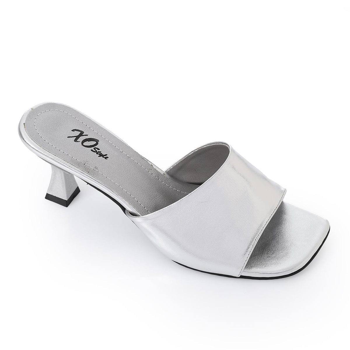 XO -  Women - 's High Heel Mule Sandals – Square Open Toe, Faux Leather, Slip-On Design