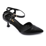 XO -  Women - 's High Heel Mule Sandals – Elegant Pointed Toe, Faux Leather Texture