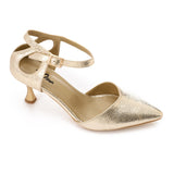 XO -  Women - 's High Heel Mule Sandals – Elegant Pointed Toe, Faux Leather Texture