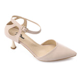 XO -  Women - 's High Heel Mule Sandals – Elegant Pointed Toe, Faux Leather Texture