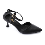 XO -  Women - 's High Heel Mule Sandals – Elegant Pointed Toe, Faux Leather Texture