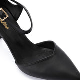 XO -  Women - 's High Heel Mule Sandals – Elegant Pointed Toe, Faux Leather Texture