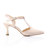 XO- Women’s T-Strap Heeled Shoe – Elegant & Comfortable, Faux Leather Texture