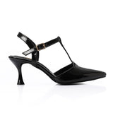 XO- Women’s T-Strap Heeled Shoe – Elegant & Comfortable, Faux Leather Texture