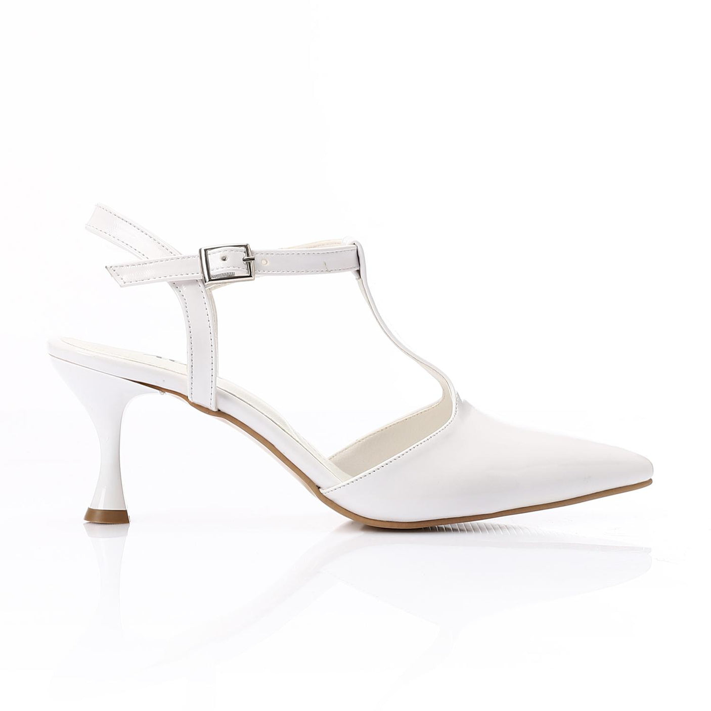 XO- Women’s T-Strap Heeled Shoe– Perfect for Bridal & Elegant Occasions, Faux Leather Texture