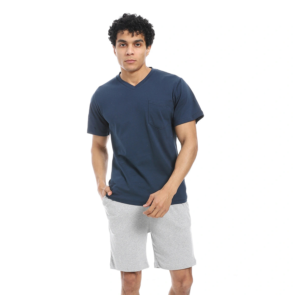 Red Circle - v neck pajama with short for - Men