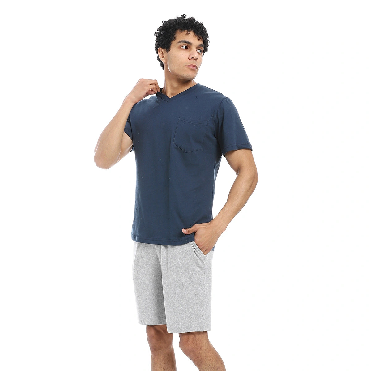 Red Circle - v neck pajama with short for - Men