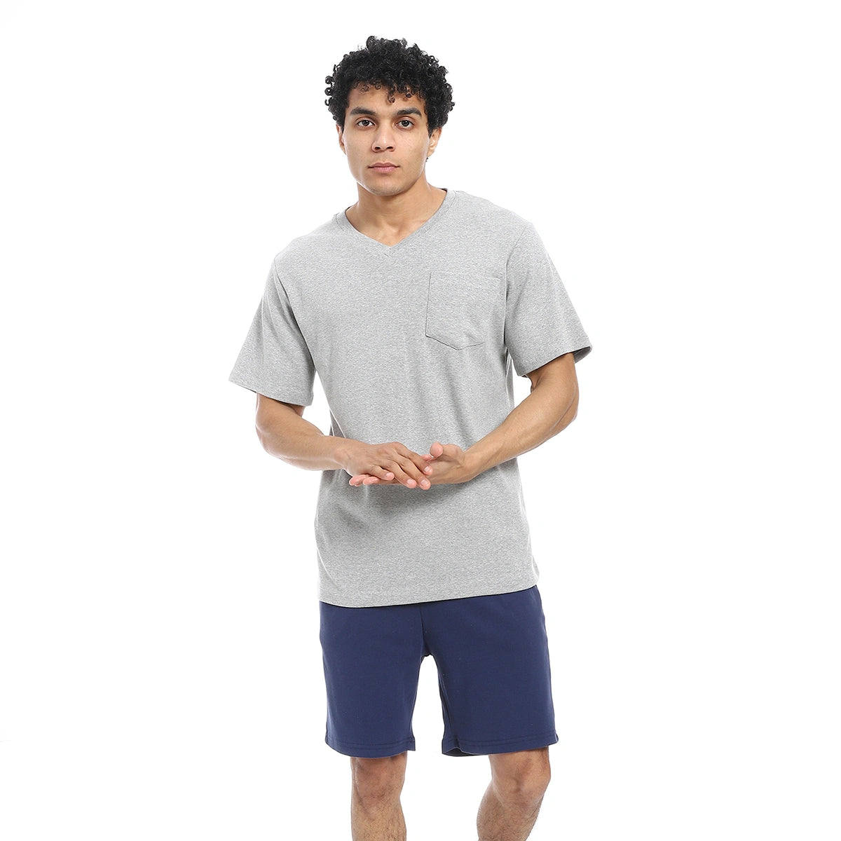 Red Circle - v neck pajama with short for - Men