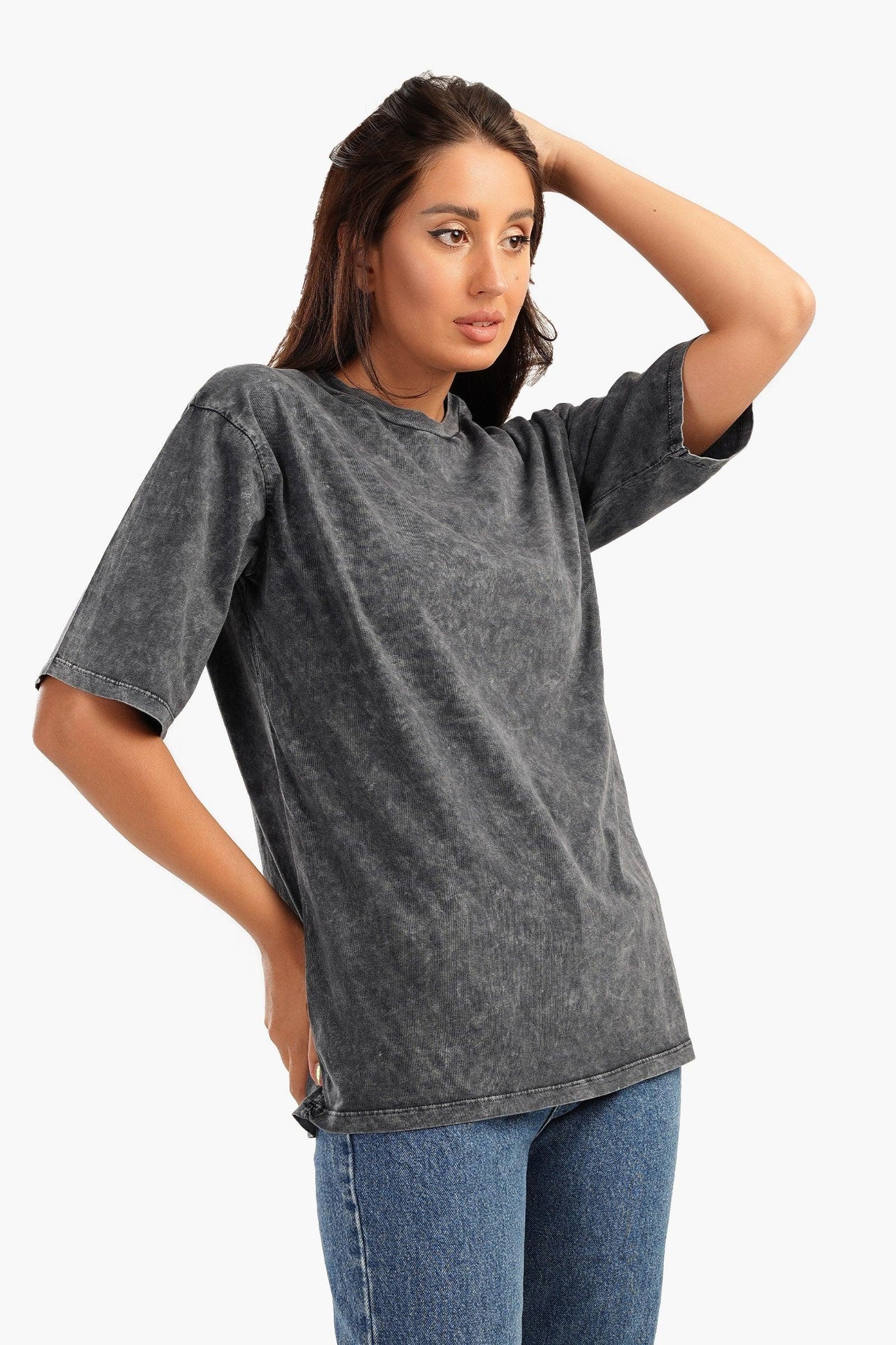 Carina -  Heather Grey Cotton T-Shirt