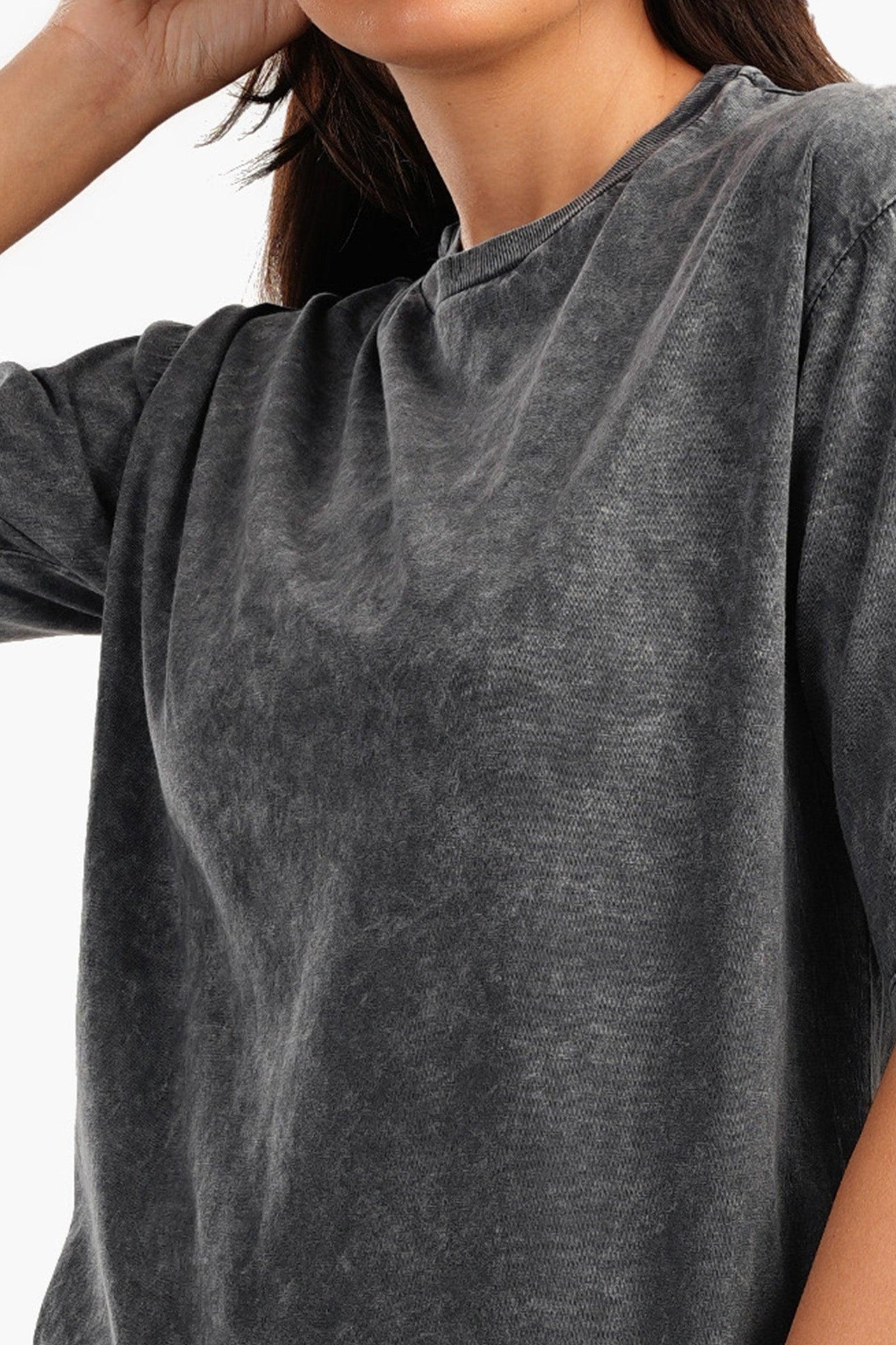 Carina -  Heather Grey Cotton T-Shirt