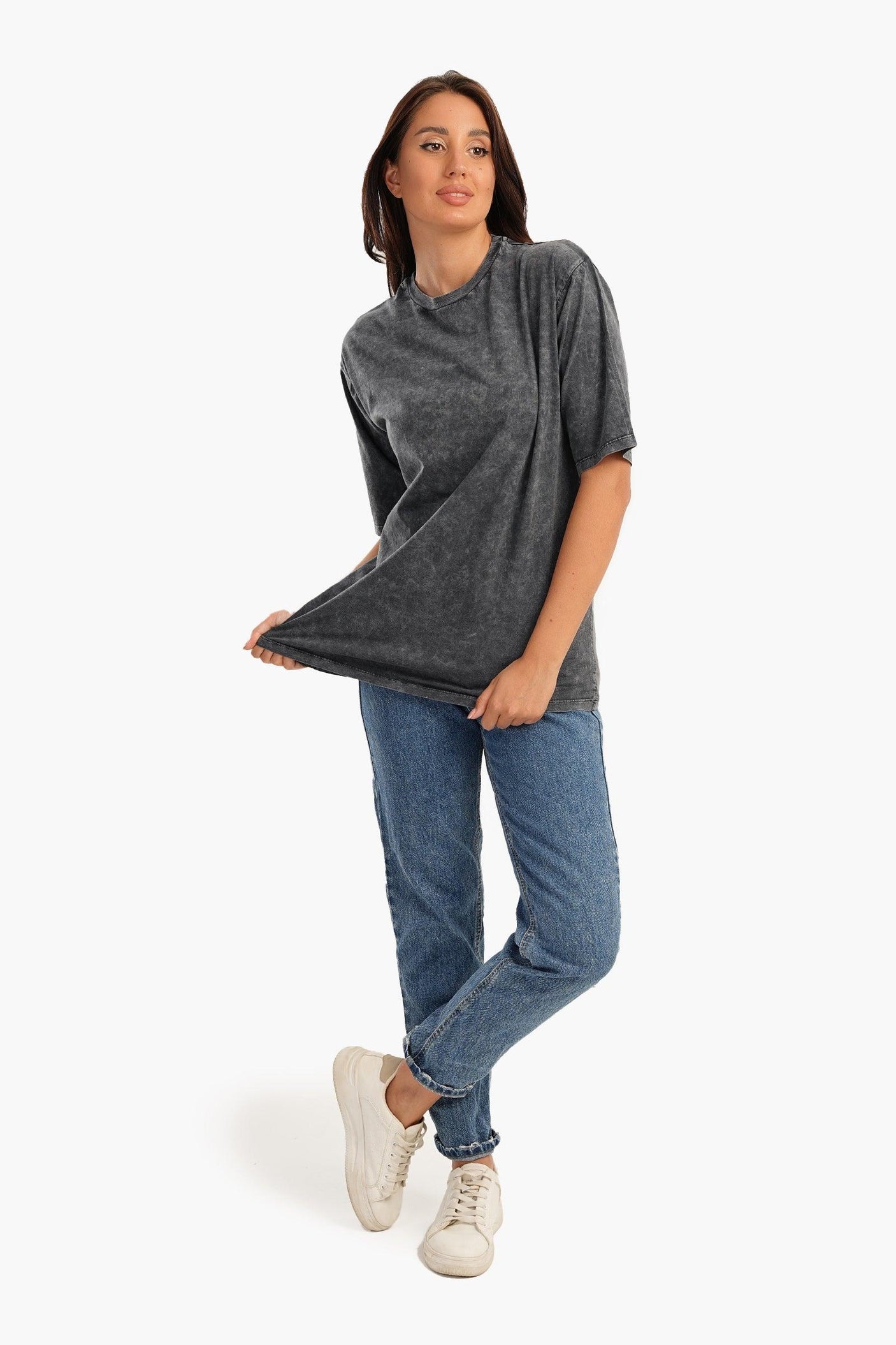 Carina -  Heather Grey Cotton T-Shirt