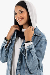 Carina -  Hooded Denim Jacket