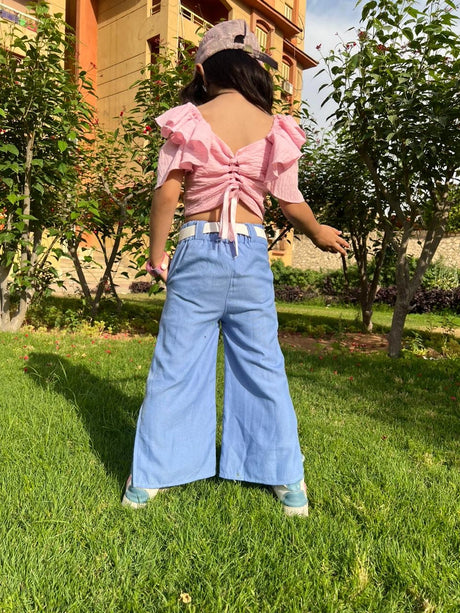 Rokido - Brown Linen Pants with Cinderella Pink Top