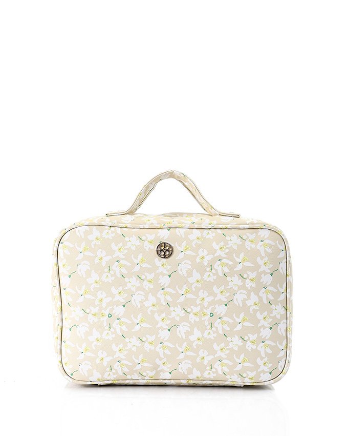 Dejavu Floral Pattern Beige, Yellow & White Bag