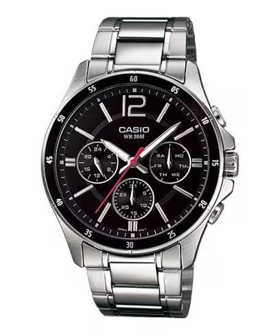 CASIO - Watch for Men MTP-1374D-1AVDF Analog Metal Silver & Black
