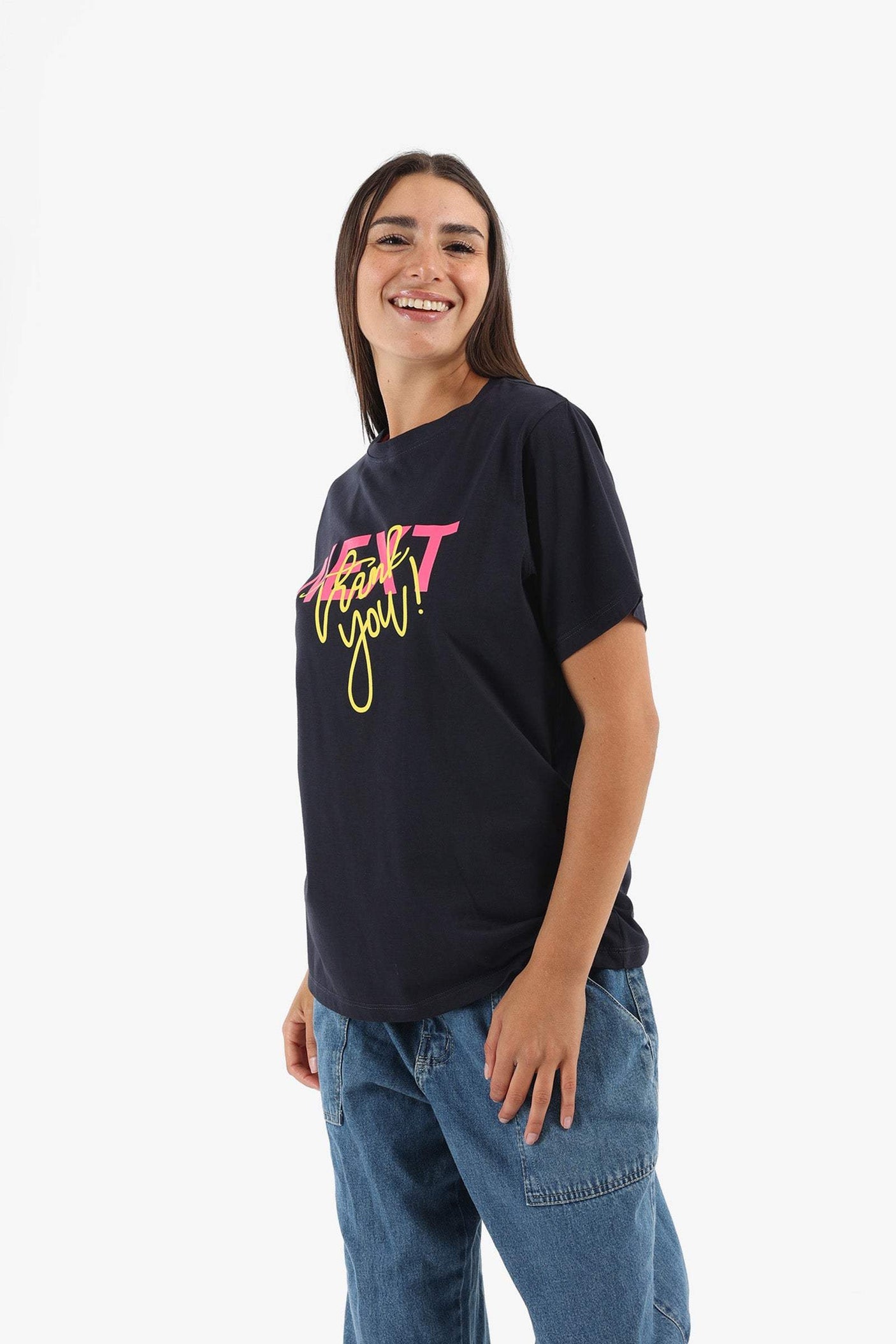 Carina -  Navy Printed Lounge T-Shirt