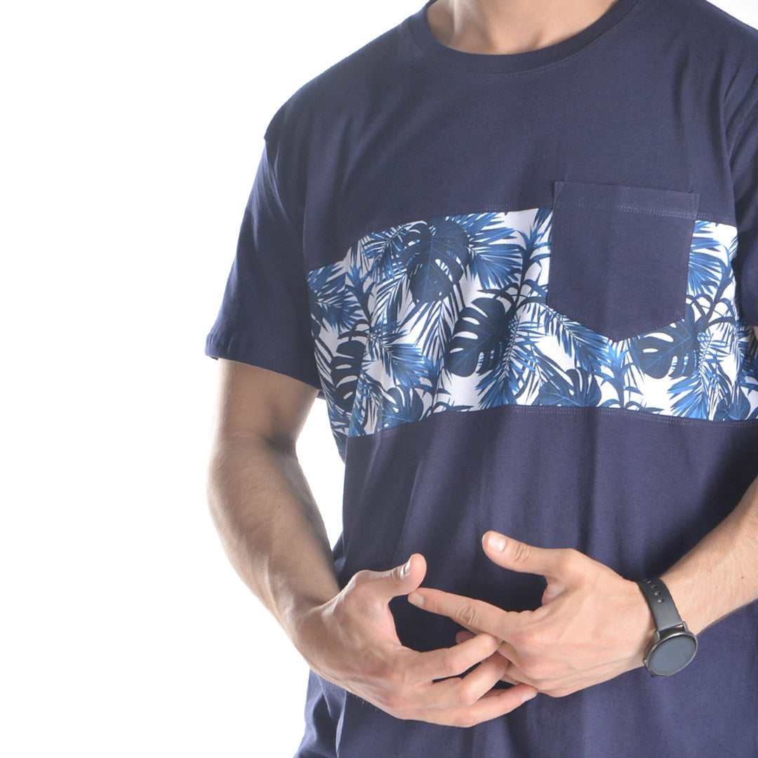 Champs Land - Palm leaves short sleeved pocketed T-shirt