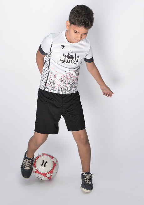 champs land - Kids Palestine White Soccer T-shirt