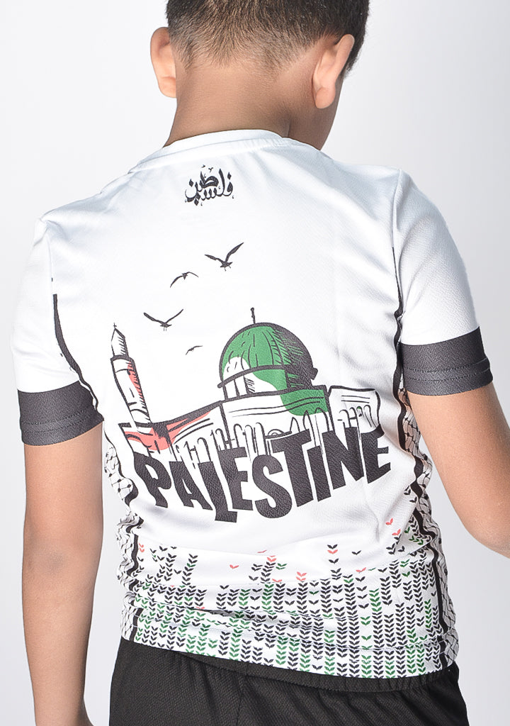 تشامبز لاند - تيشيرت كرة قدم فلسطين أبيض للأطفال