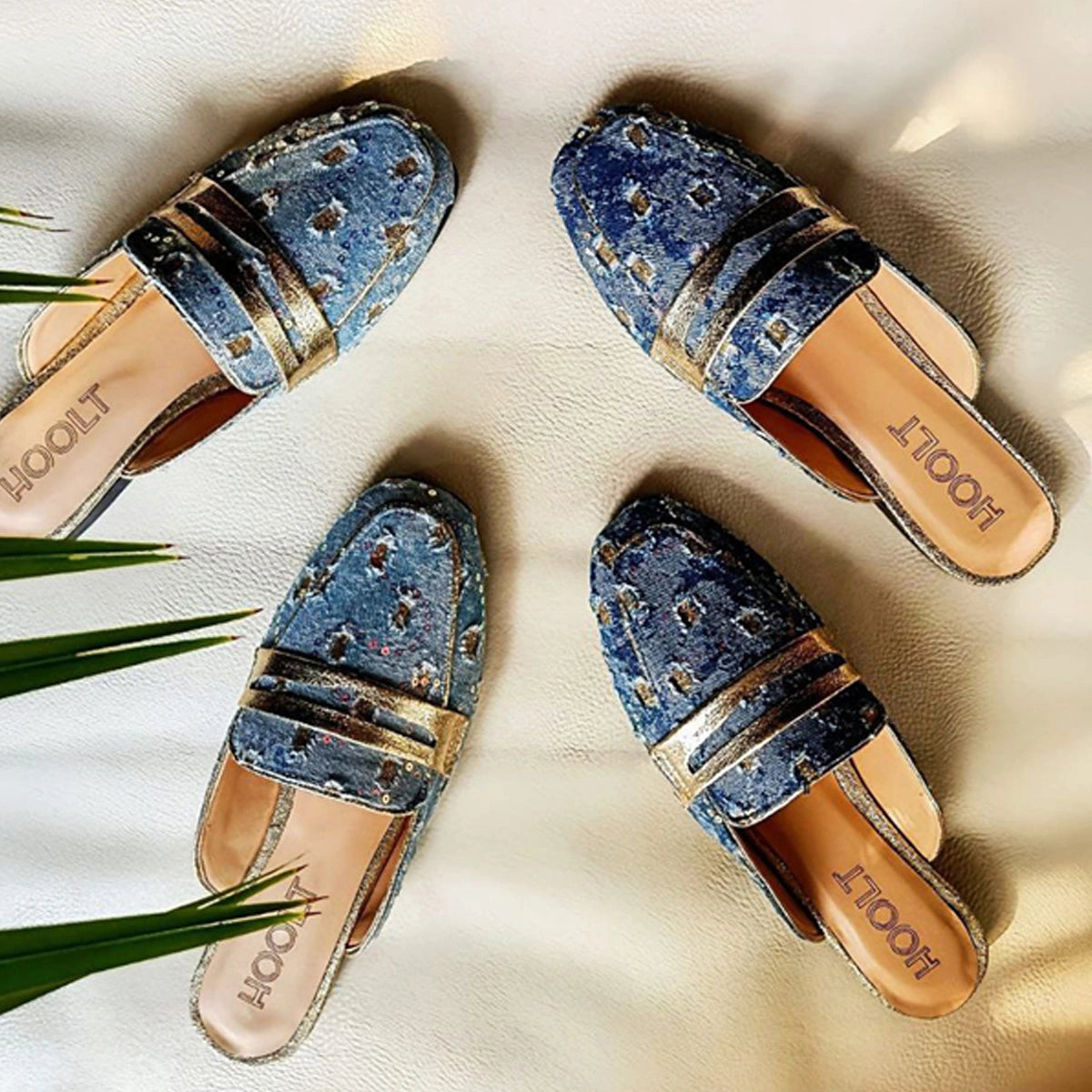 Hoolt - Dark Jeans glow mules