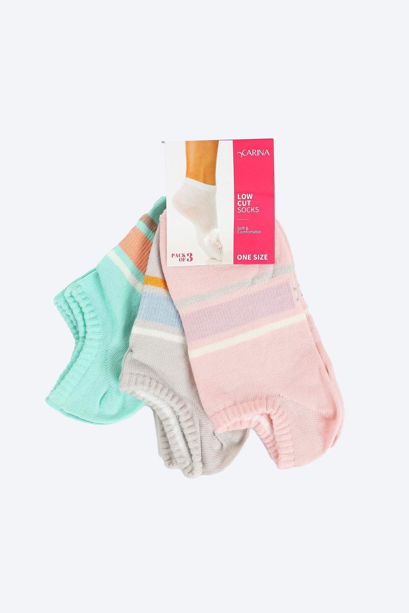 Carina -Printed Low Cut Socks - 3 Pairs