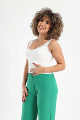 Carina -Ribbed Sleeveless Top with Lace