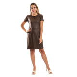 Red circle -  Round Collar Short Dress