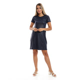 Red circle -  Round Collar Short Dress