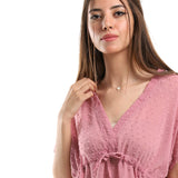 Red circle -  Self Stitches Sheer Short Sleeves Blouse