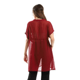 Red circle -  Self Stitches Sheer Short Sleeves Blouse