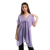 Red circle -  Self Stitches Sheer Short Sleeves Blouse